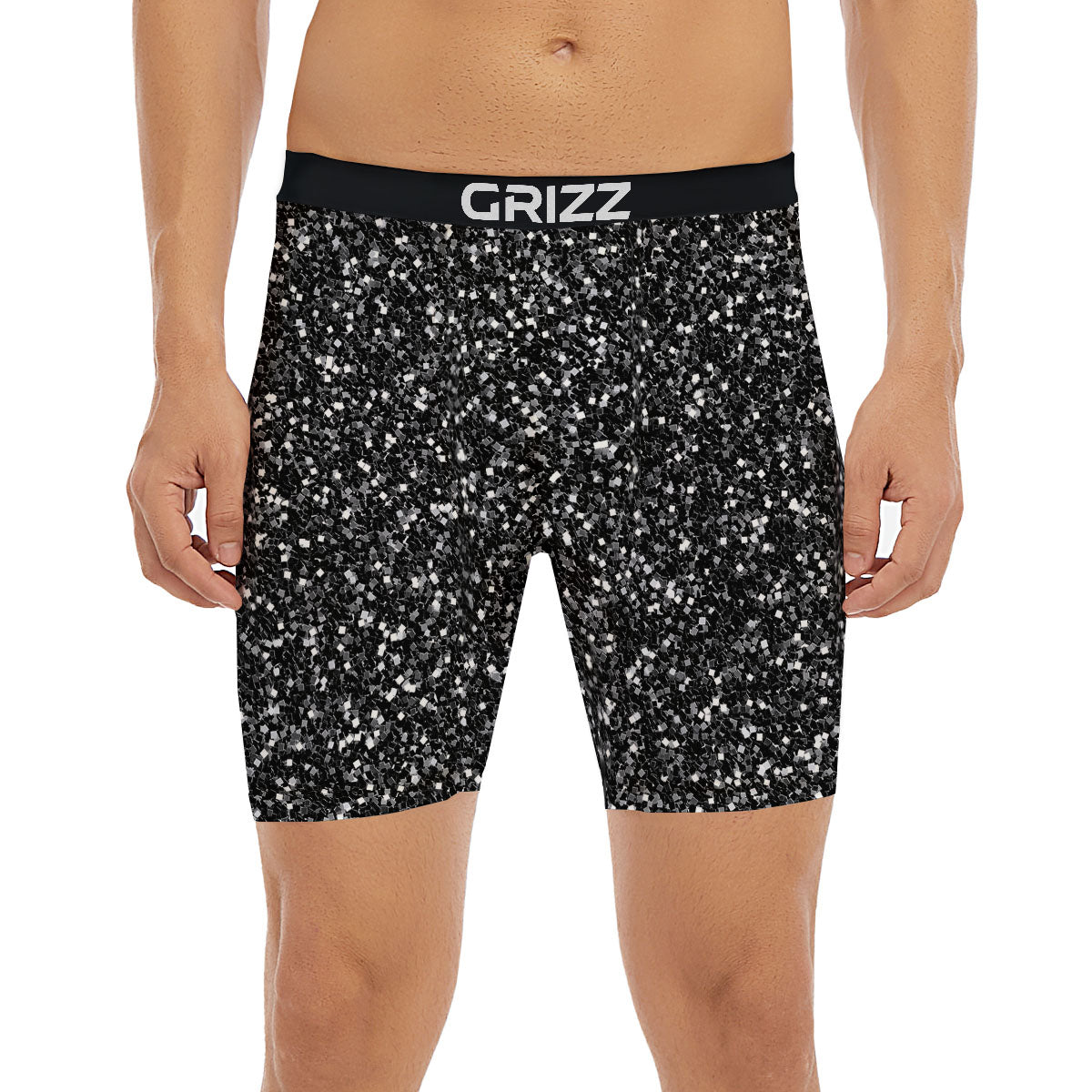 Artwork Black Glitter Print Boxer Briefs-grizzshop