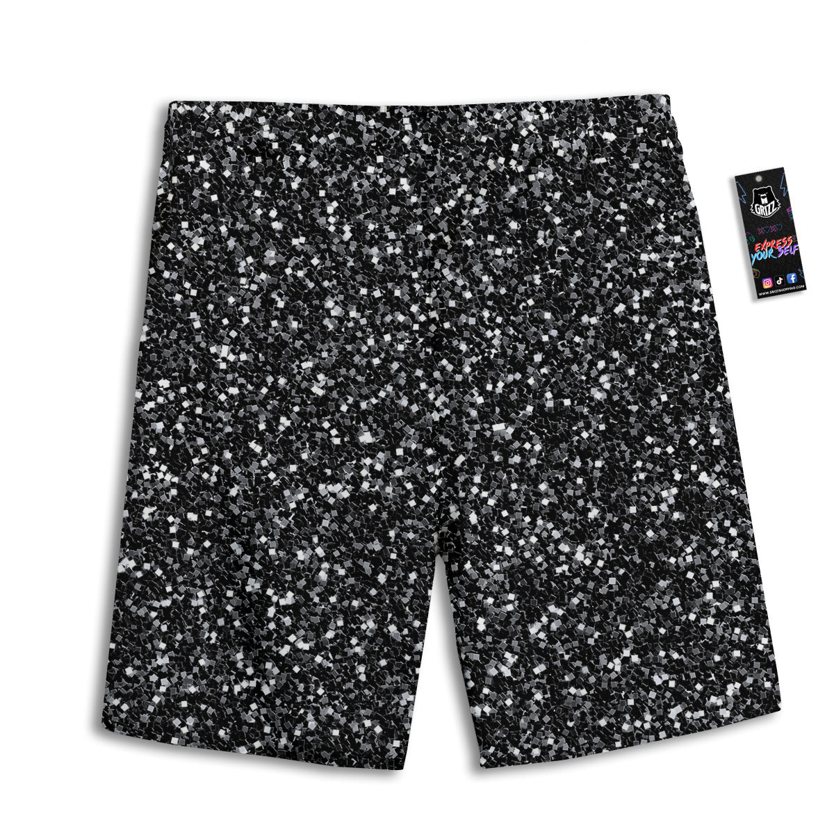 Artwork Black Glitter Print Men's Athletic Shorts