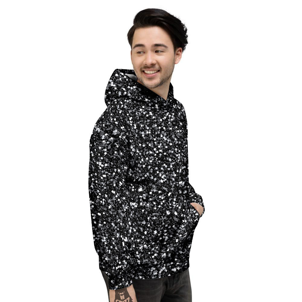 Artwork Black Glitter Print Men's Hoodie-grizzshop