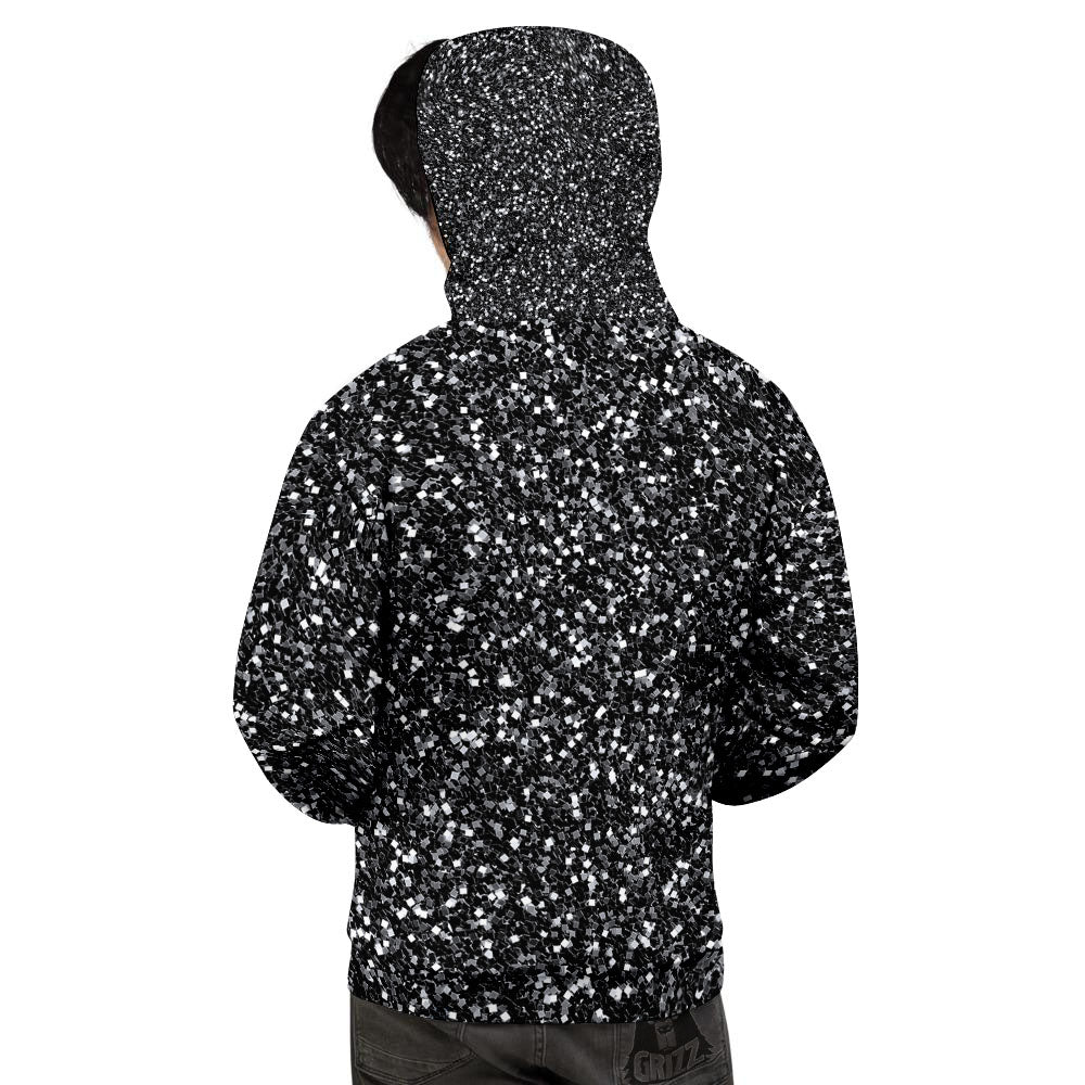 Artwork Black Glitter Print Men's Hoodie-grizzshop