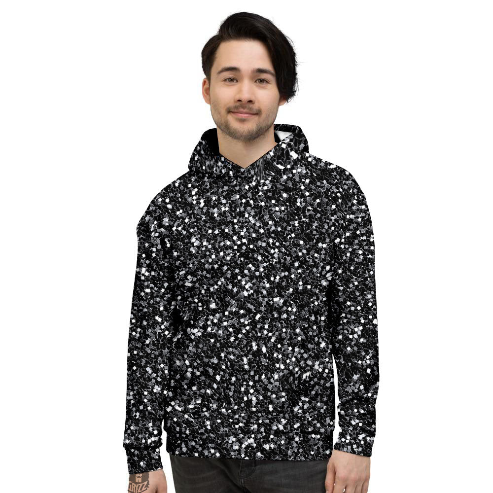 Artwork Black Glitter Print Men's Hoodie-grizzshop