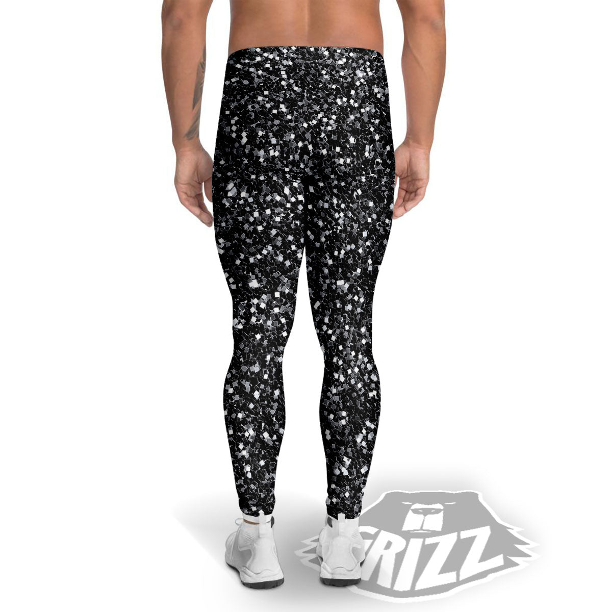 Artwork Black Glitter Print Men's Leggings-grizzshop