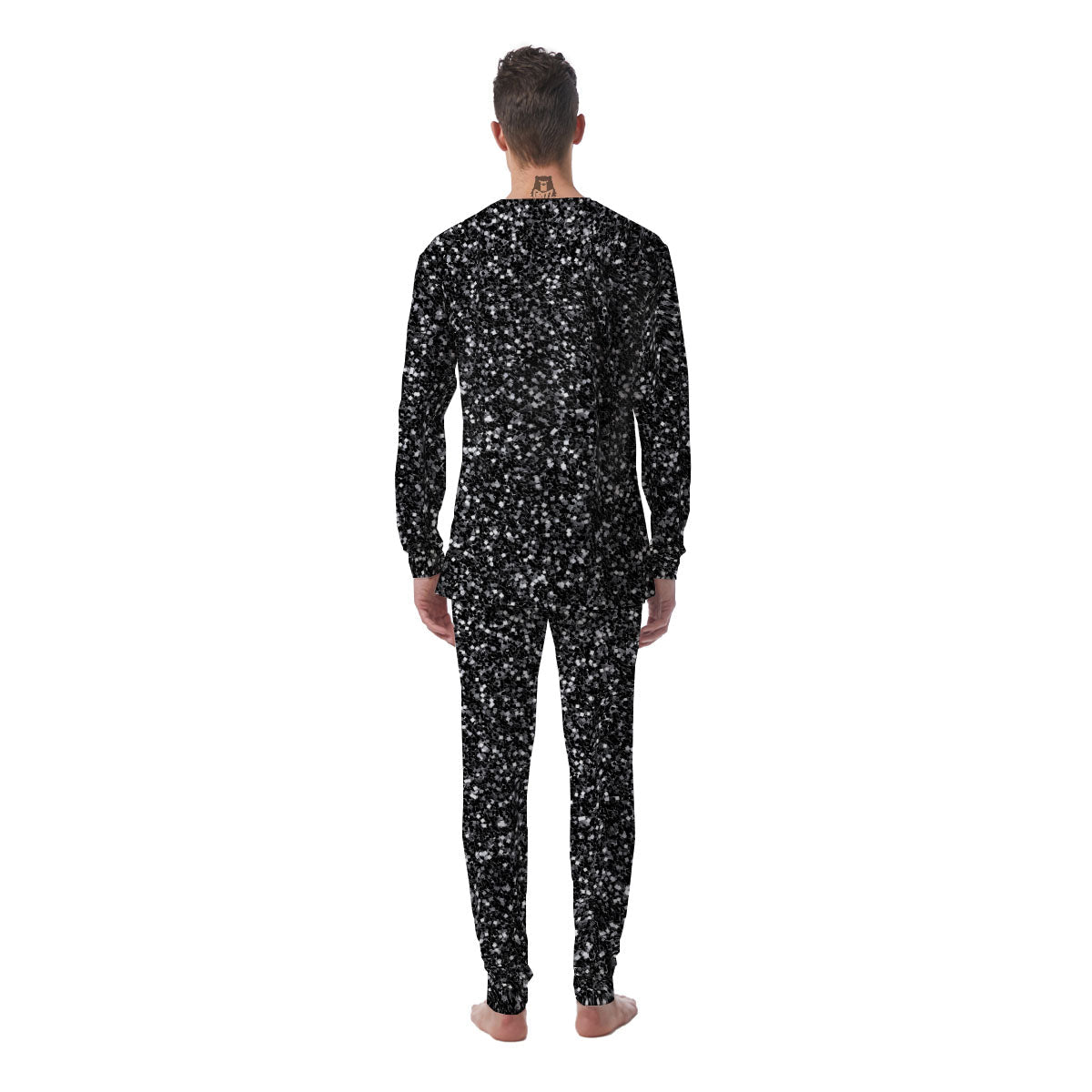 Artwork Black Glitter Print Men's Pajamas-grizzshop