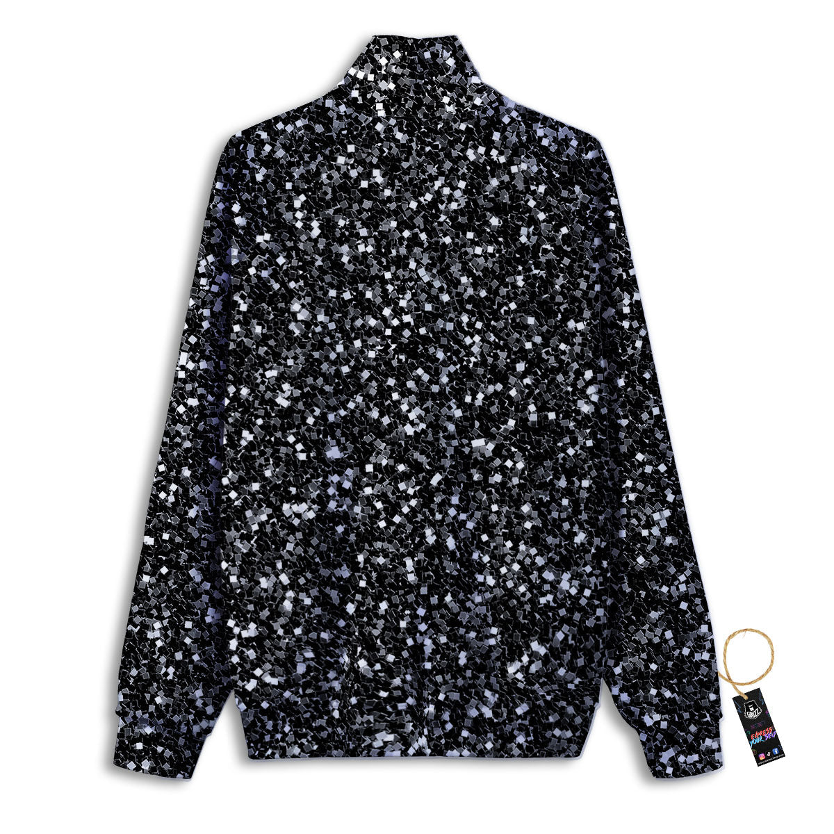 Artwork Black Glitter Print Track Jacket-grizzshop