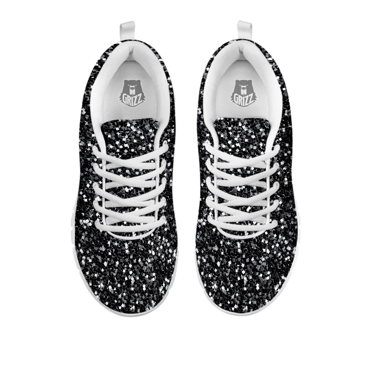 Artwork Black Glitter Print White Sneaker-grizzshop