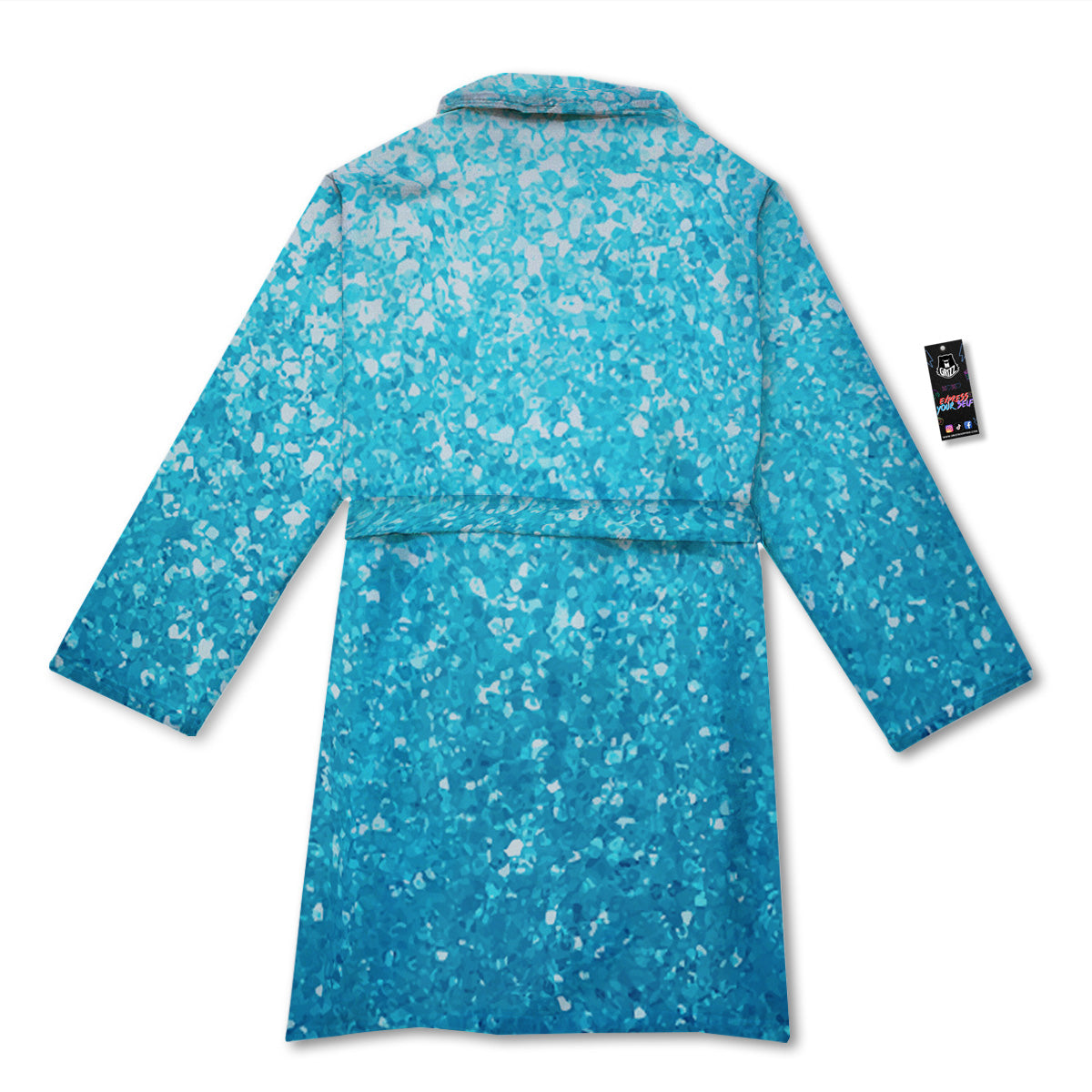 Artwork Blue Glitter Print Bathrobe-grizzshop