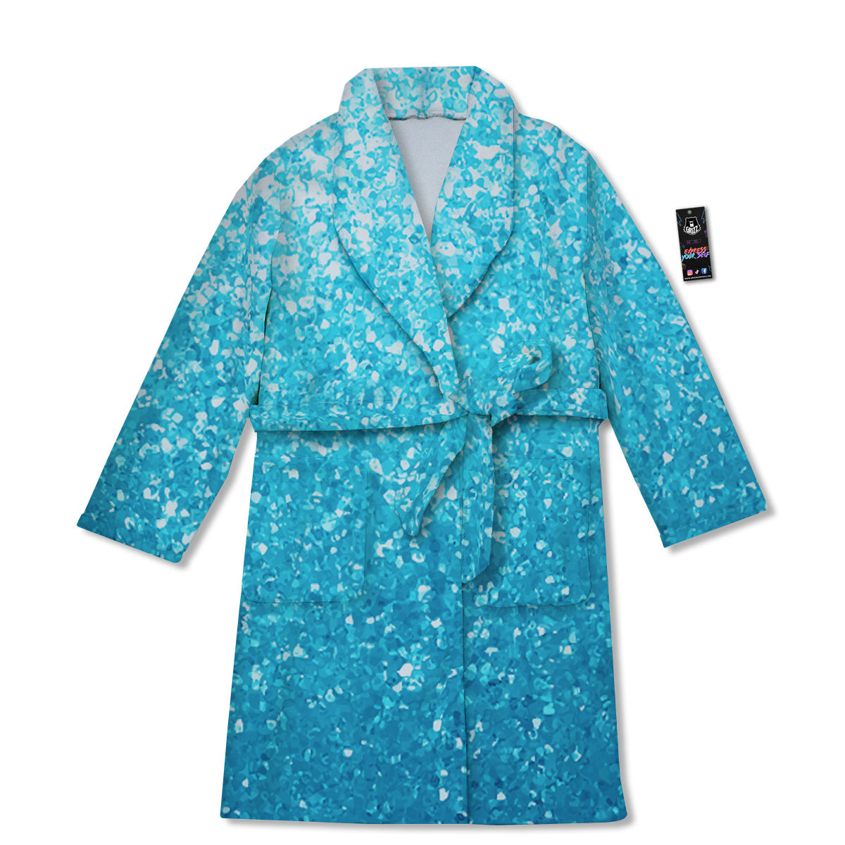 Artwork Blue Glitter Print Bathrobe-grizzshop
