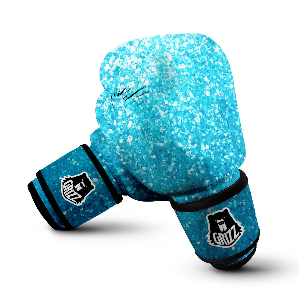 Artwork Blue Glitter Print Boxing Gloves-grizzshop