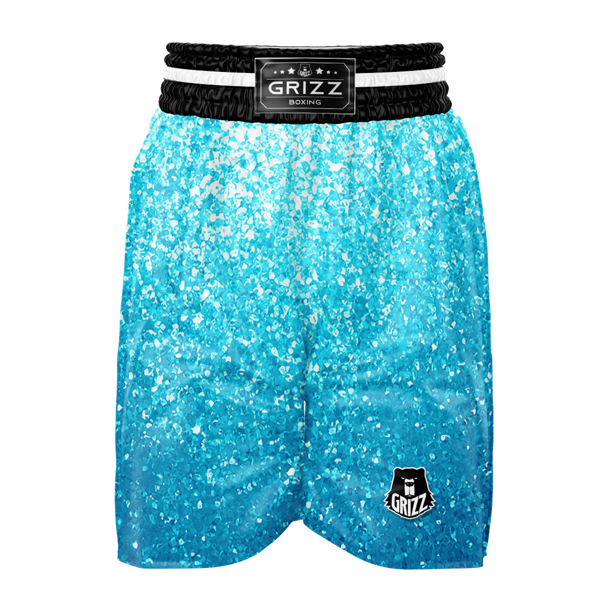 Artwork Blue Glitter Print Boxing Shorts-grizzshop