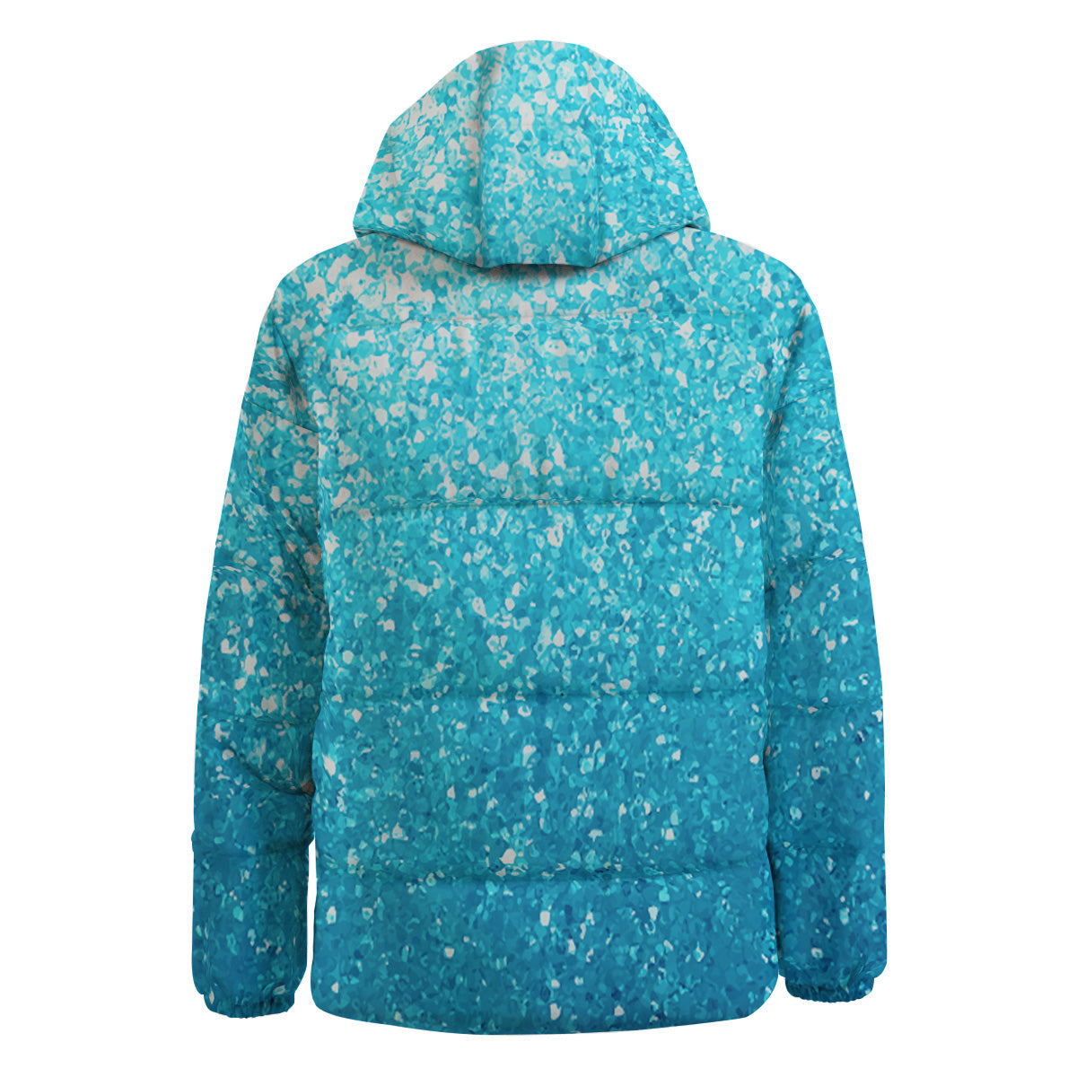 Artwork Blue Glitter Print Down Jacket-grizzshop