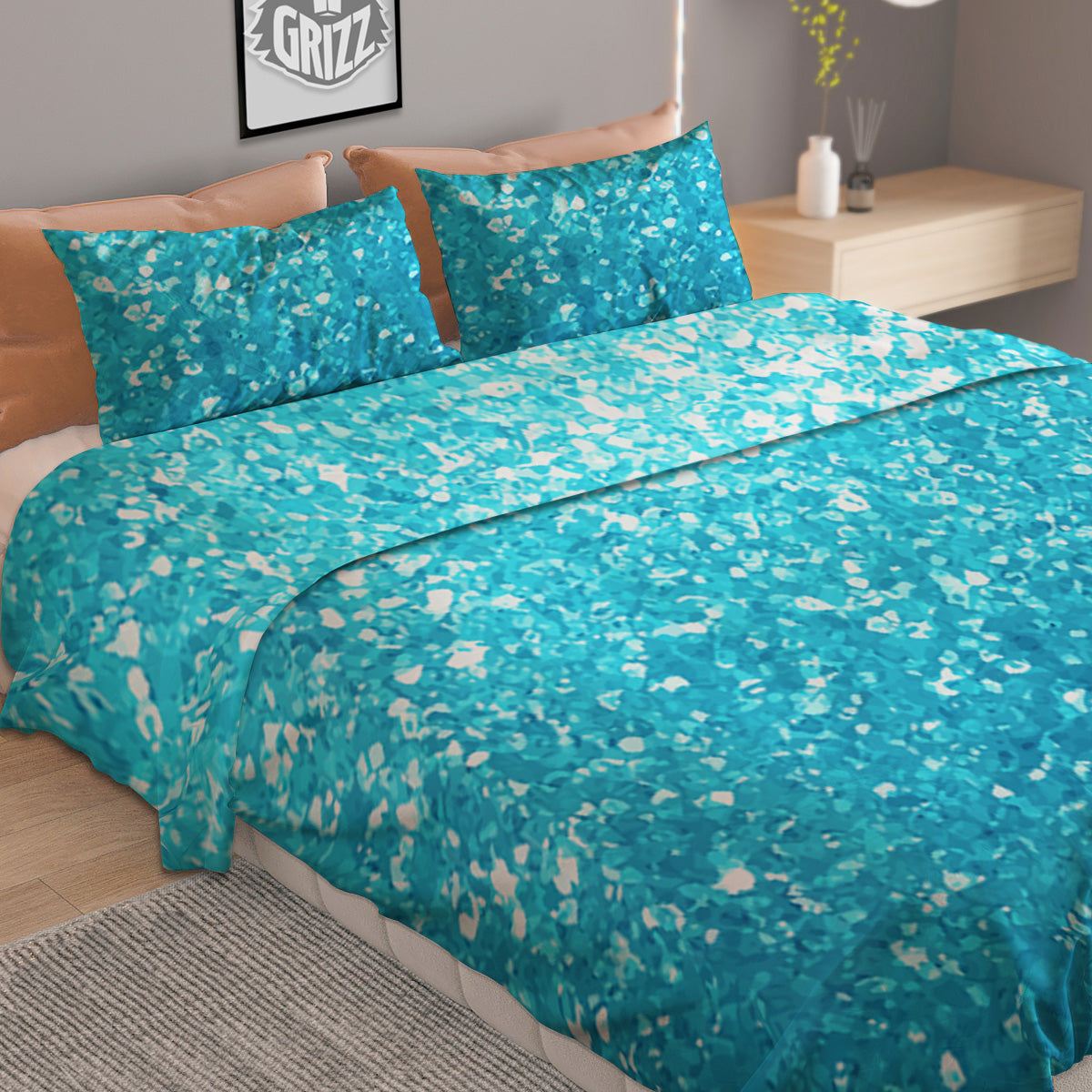 Argyle Black And Grey Print Pattern Duvet Cover Bedding Set