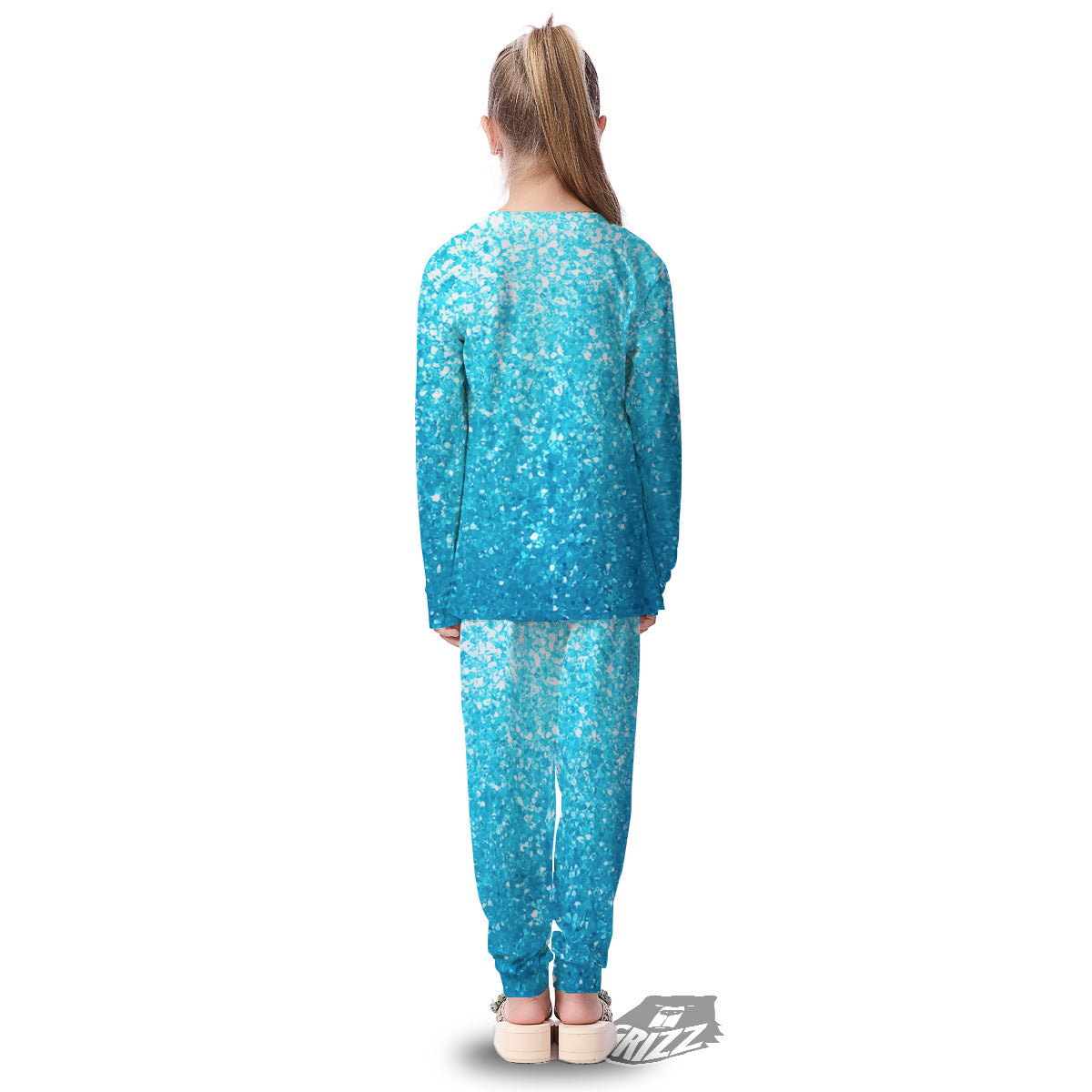 Artwork Blue Glitter Print Kid's Pajamas-grizzshop