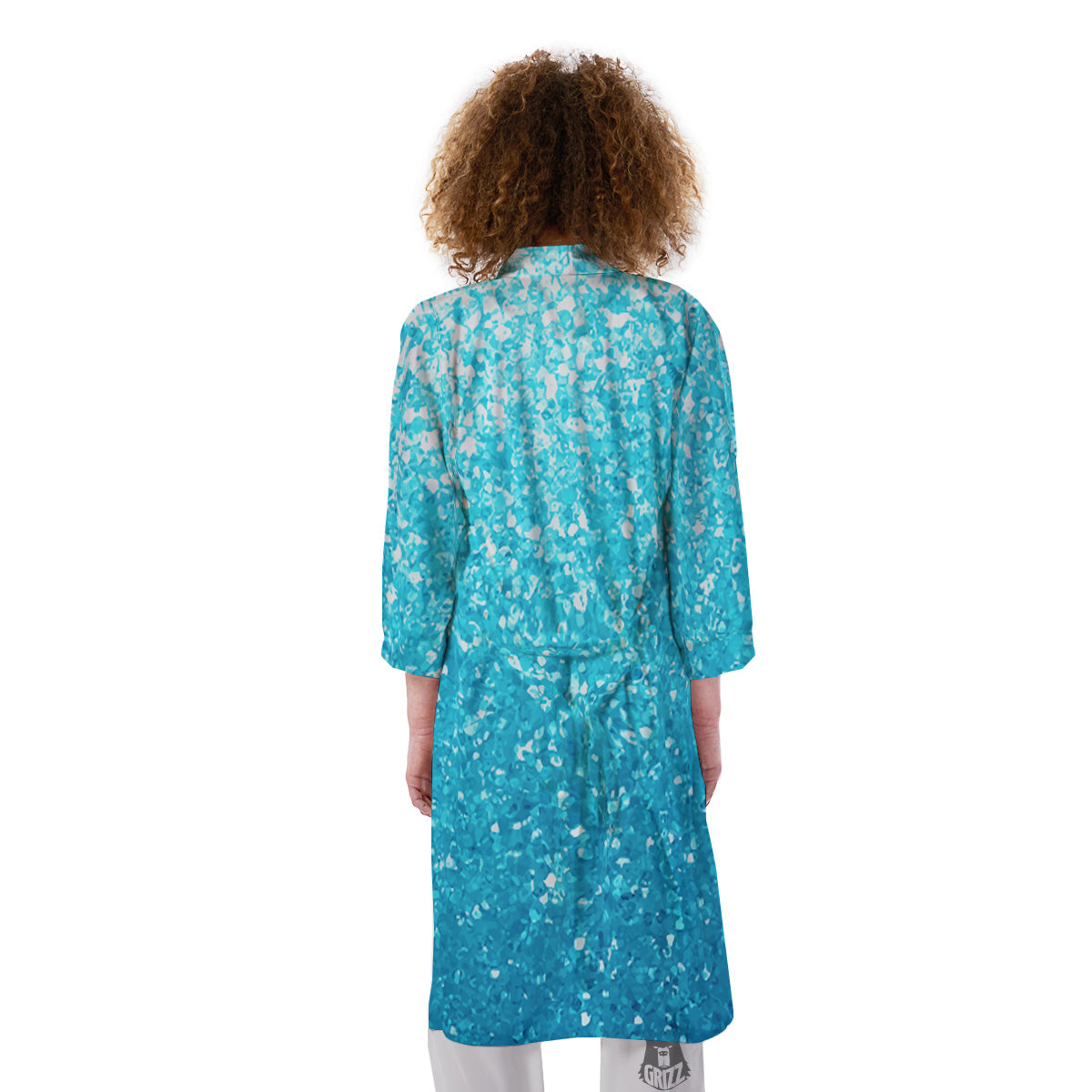 Artwork Blue Glitter Print Kimono-grizzshop