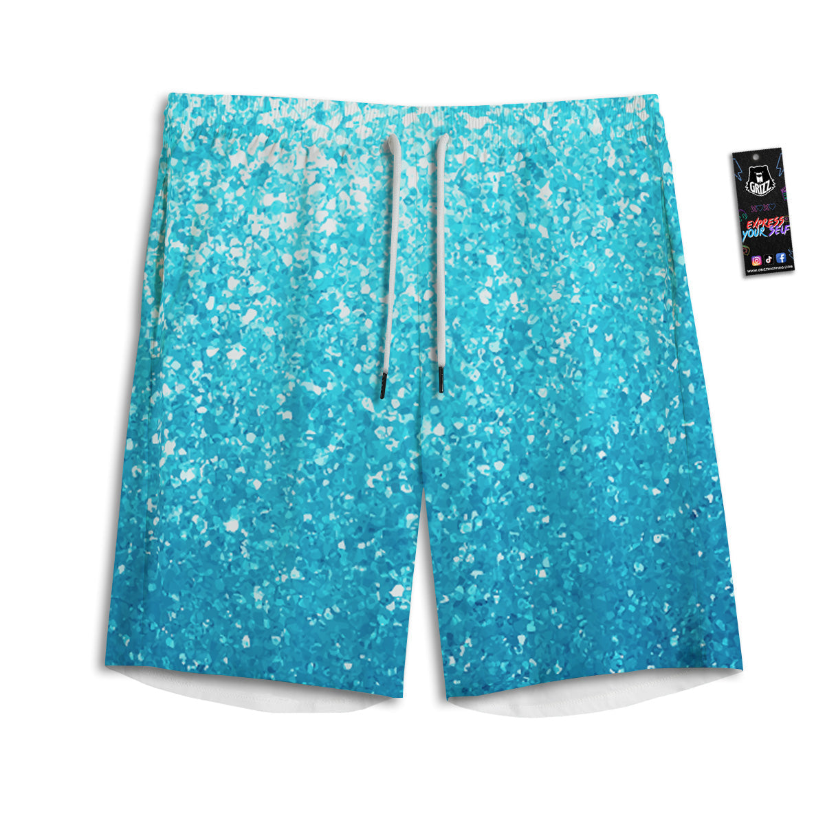 Artwork Blue Glitter Print Men's Athletic Shorts
