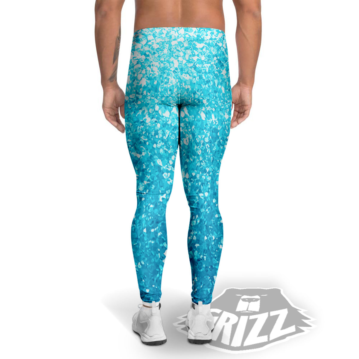 Artwork Blue Glitter Print Men's Leggings-grizzshop