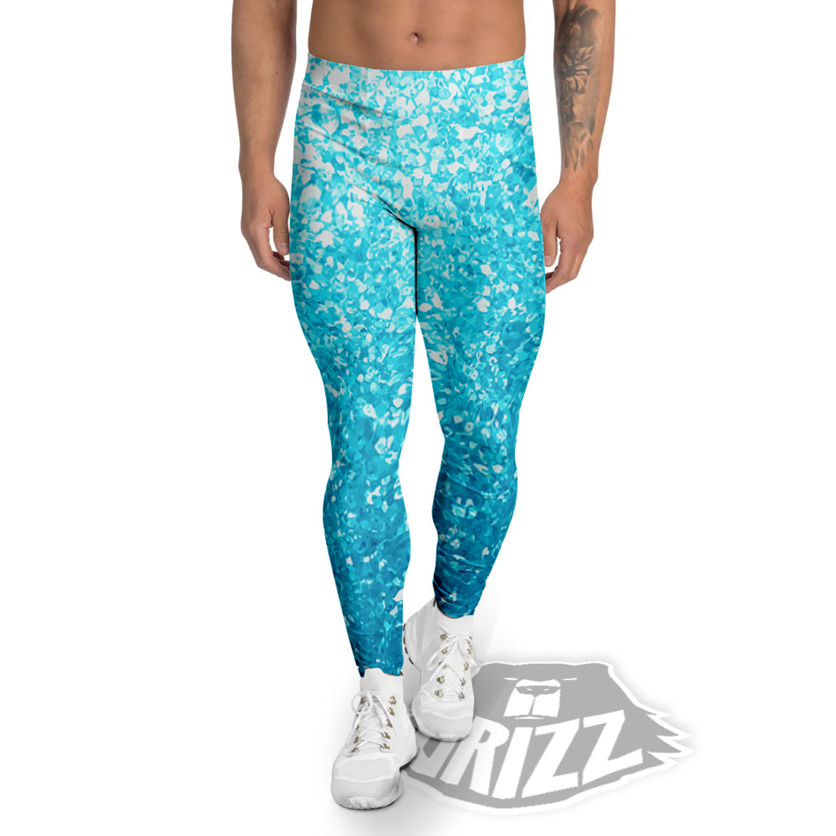 Artwork Blue Glitter Print Men's Leggings-grizzshop
