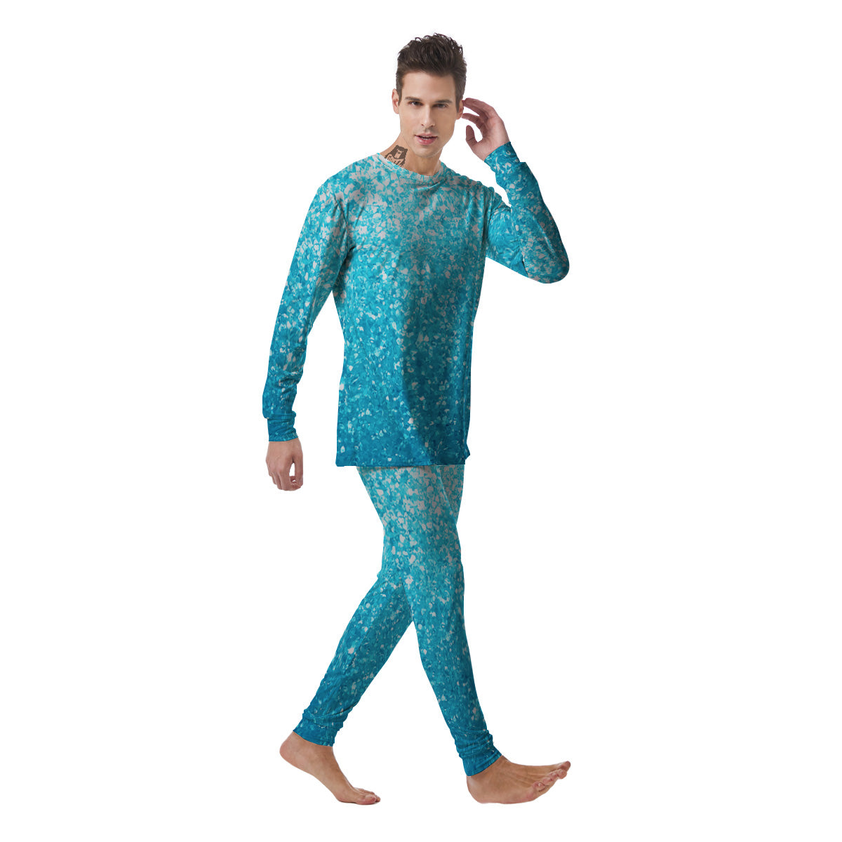 Artwork Blue Glitter Print Men's Pajamas-grizzshop