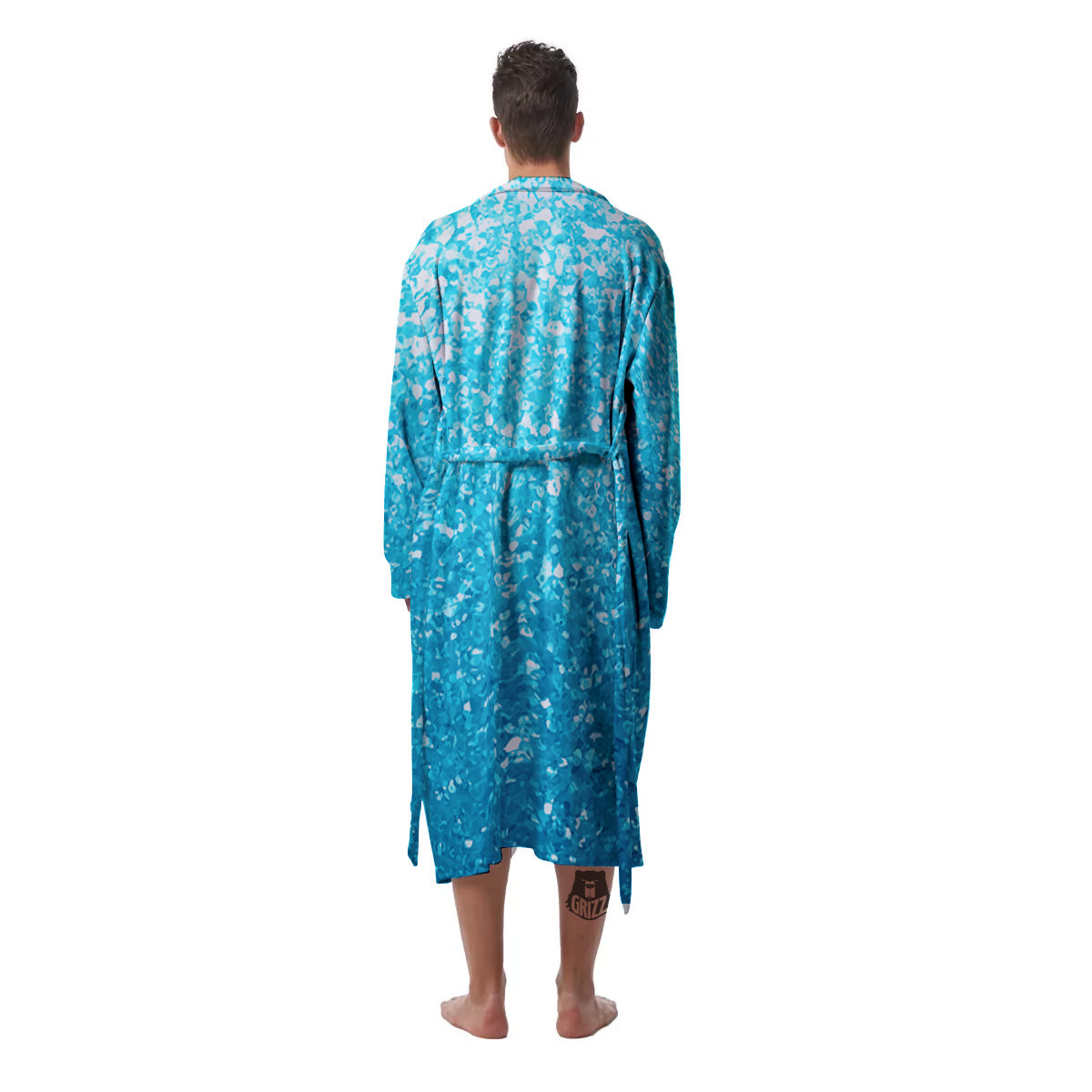 Artwork Blue Glitter Print Men's Robe-grizzshop