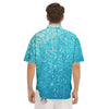 Artwork Blue Glitter Print Men's Short Sleeve Shirts-grizzshop