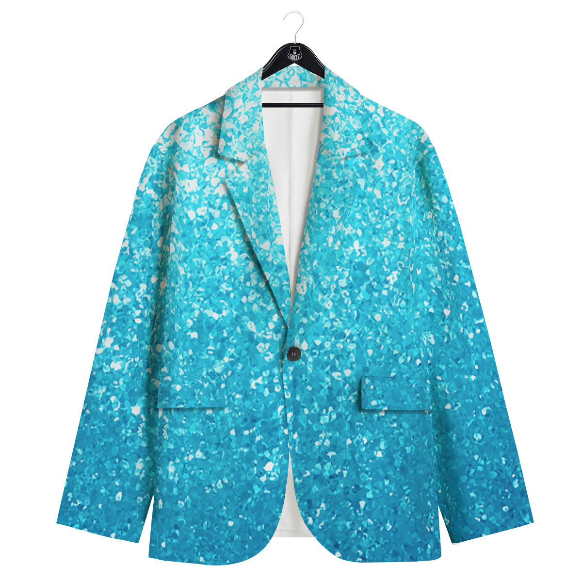 Artwork Blue Glitter Print Men's Sport Coat-grizzshop