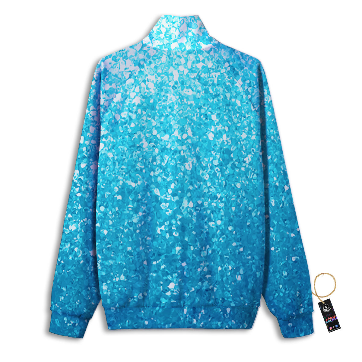 Artwork Blue Glitter Print Track Jacket-grizzshop