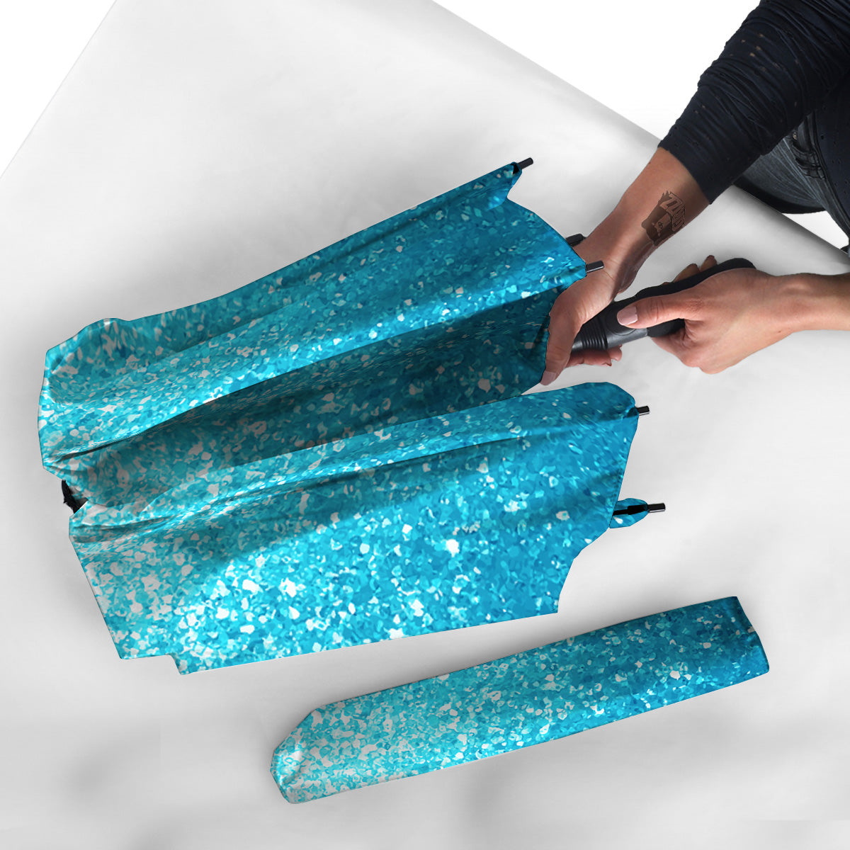 Artwork Blue Glitter Print Umbrella-grizzshop