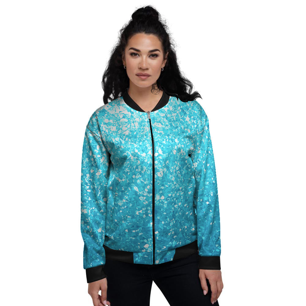 Artwork Blue Glitter Print Women's Bomber Jacket-grizzshop