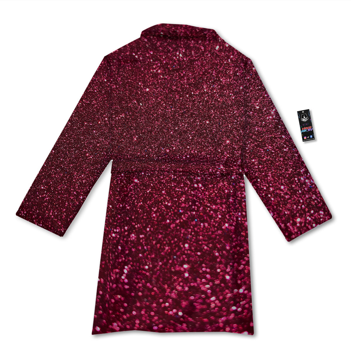 Artwork Burgundy Glitter Print Bathrobe-grizzshop