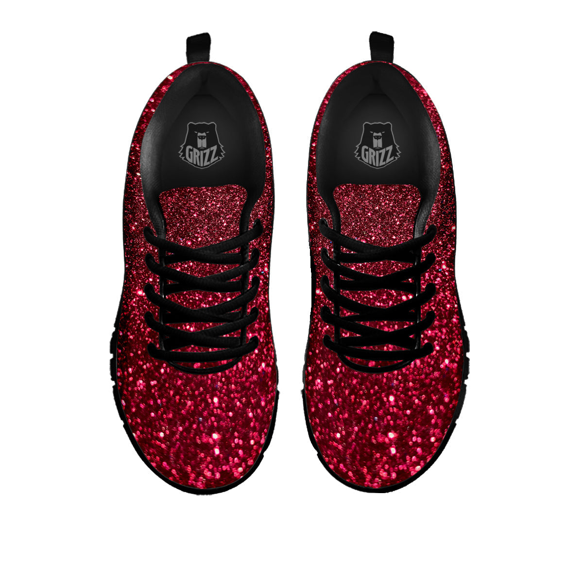 Artwork Burgundy Glitter Print Black Sneaker-grizzshop