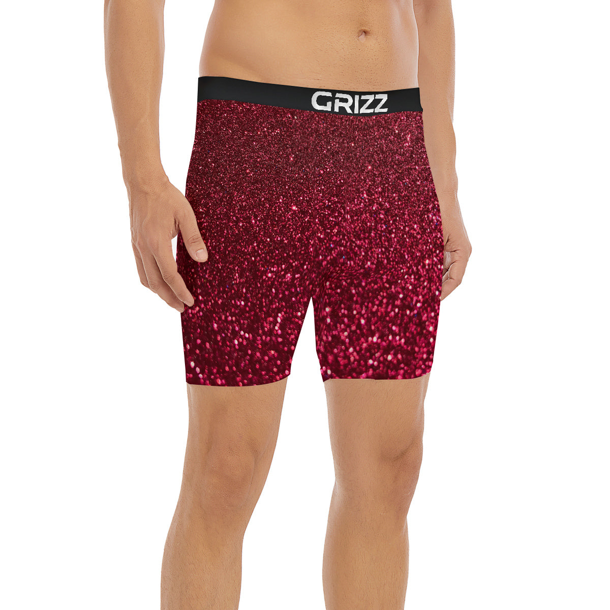 Artwork Burgundy Glitter Print Boxer Briefs-grizzshop