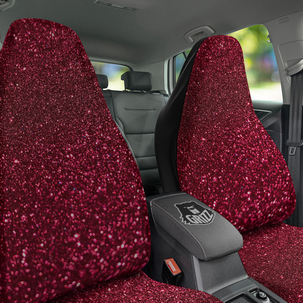 Artwork Burgundy Glitter Print Car Seat Covers-grizzshop