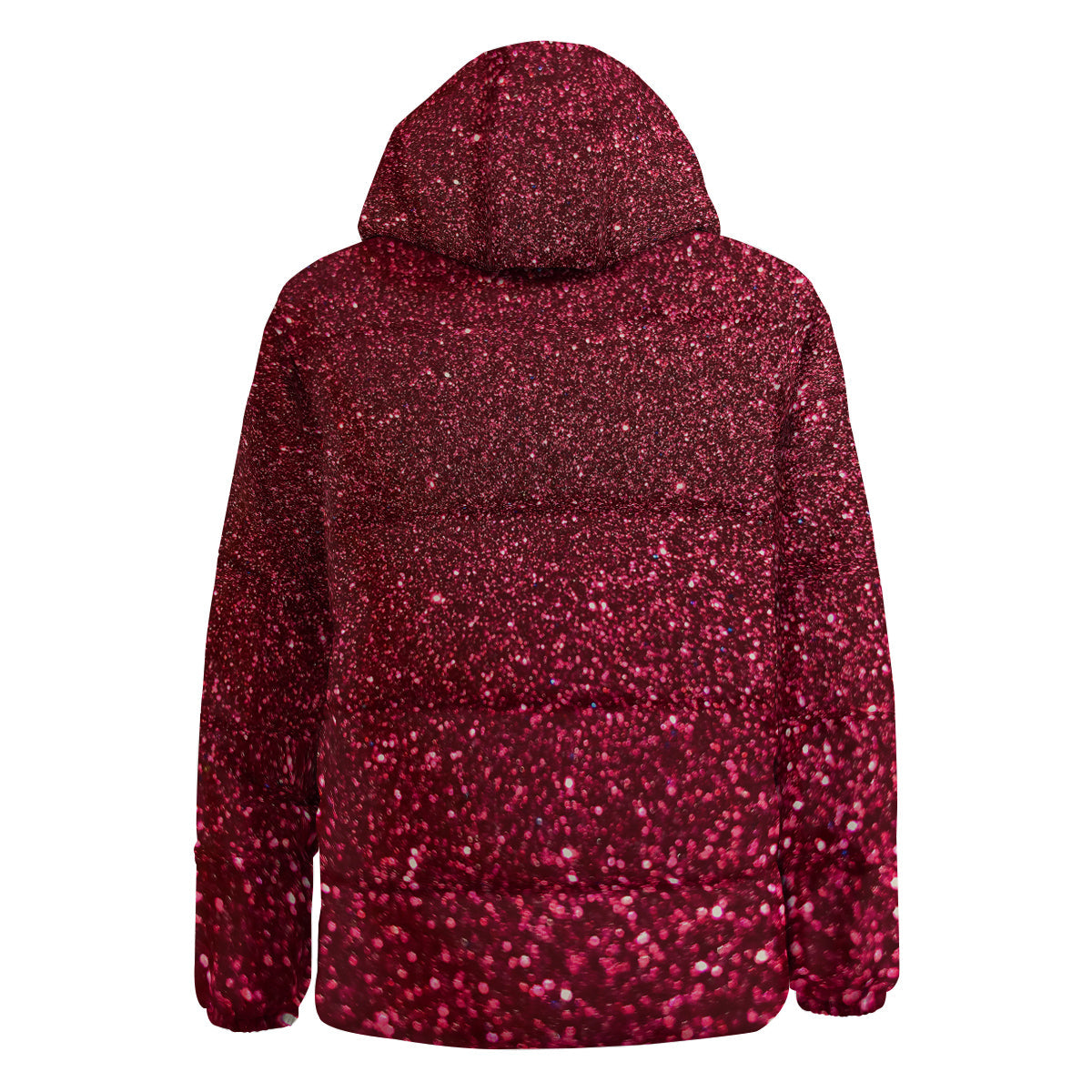 Artwork Burgundy Glitter Print Down Jacket-grizzshop