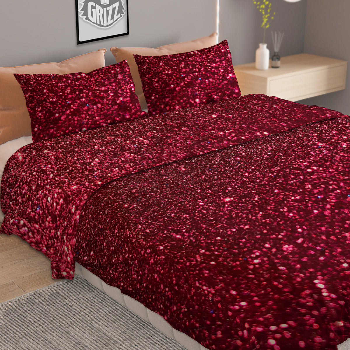 Argyle Dark Grey Print Pattern Duvet Cover Bedding Set