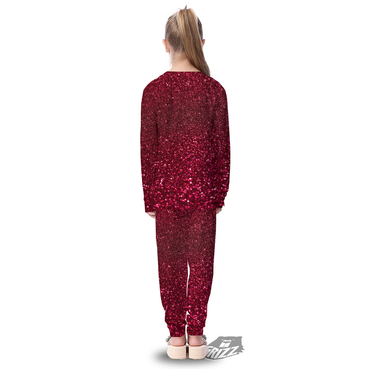 Artwork Burgundy Glitter Print Kid's Pajamas-grizzshop