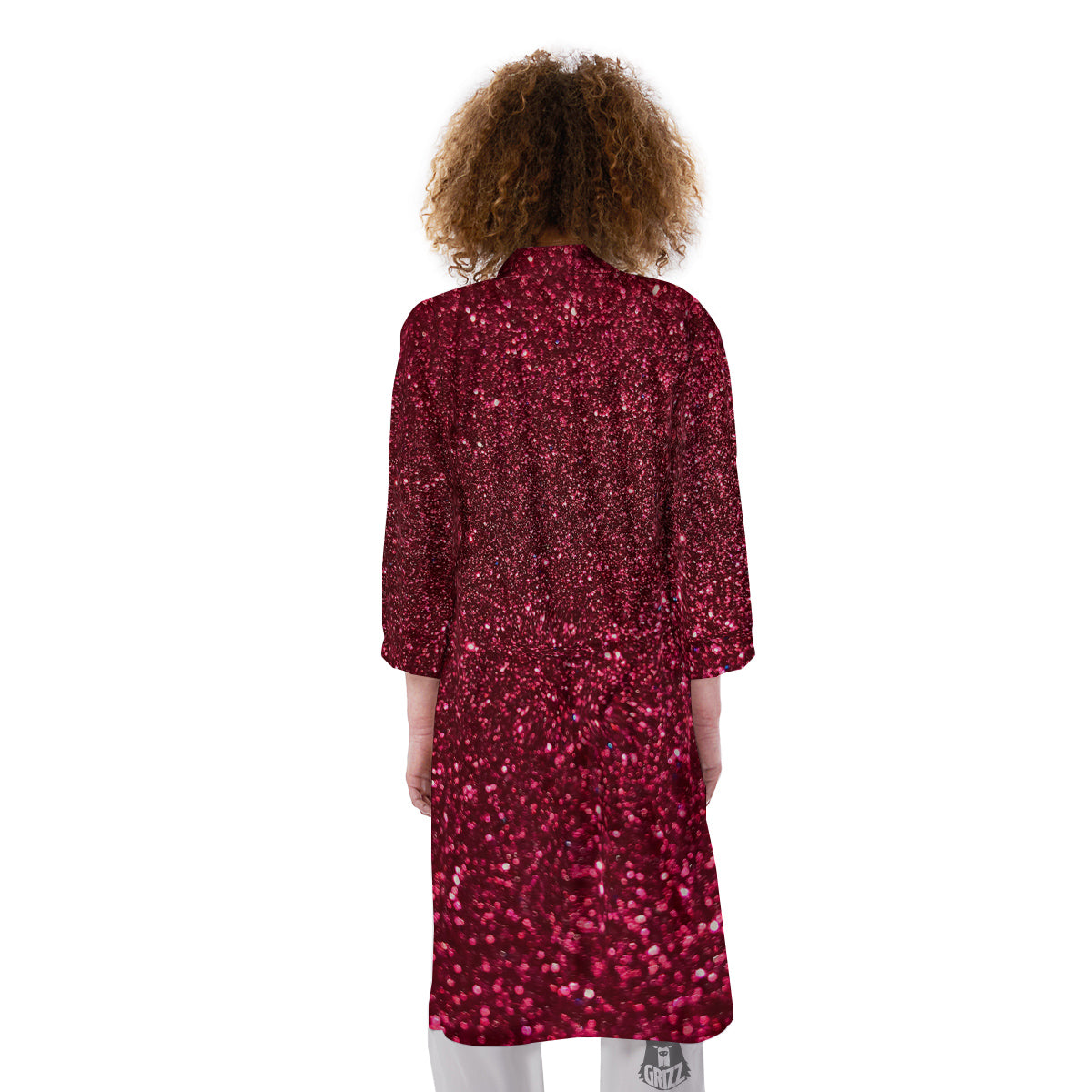 Artwork Burgundy Glitter Print Kimono-grizzshop