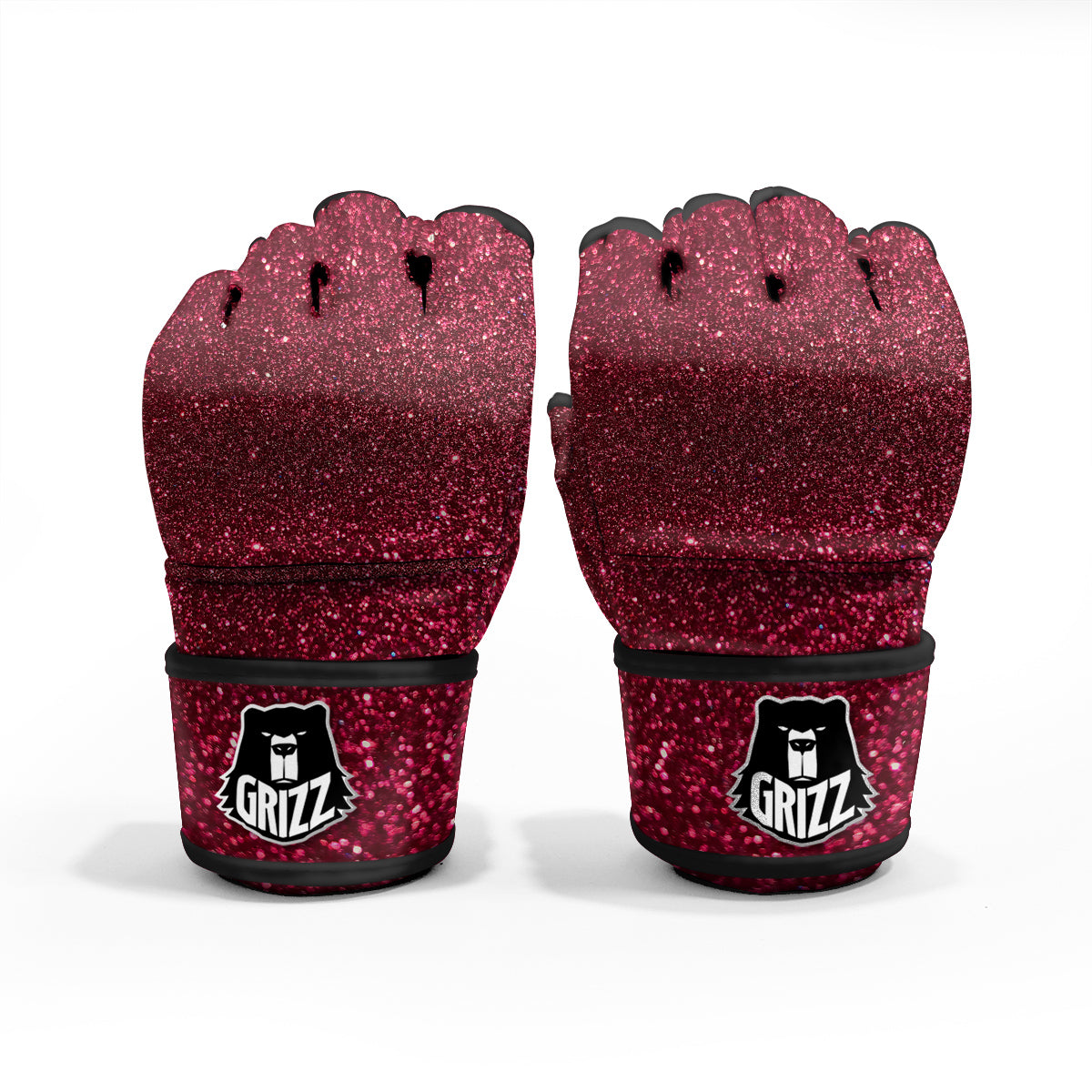 Artwork Burgundy Glitter Print MMA Gloves-grizzshop