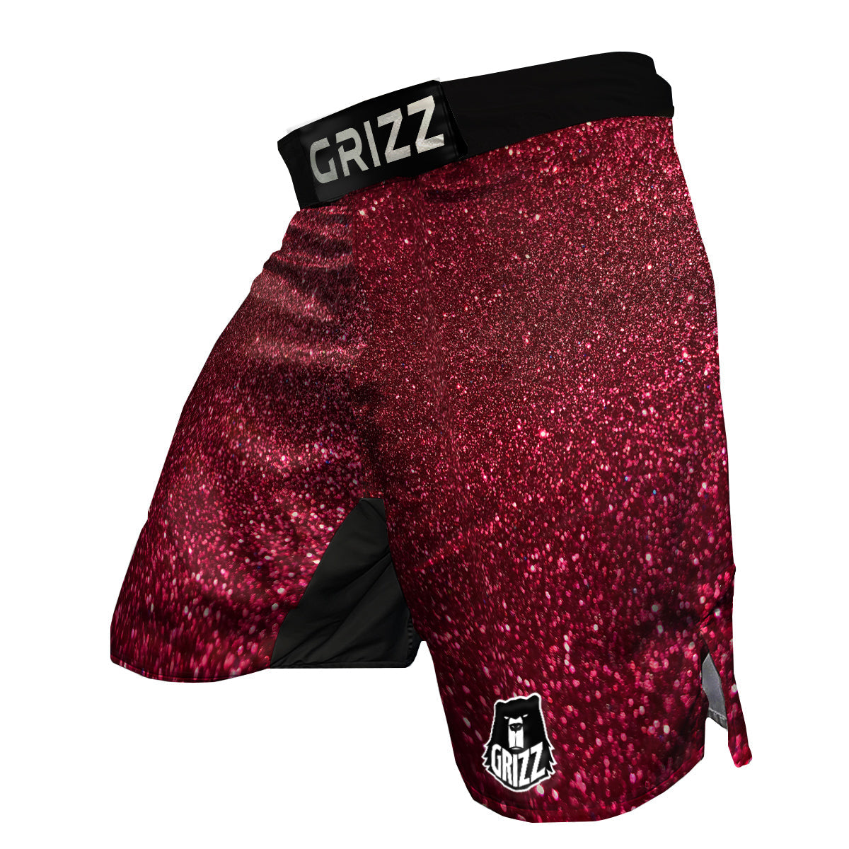 Artwork Burgundy Glitter Print MMA Shorts-grizzshop