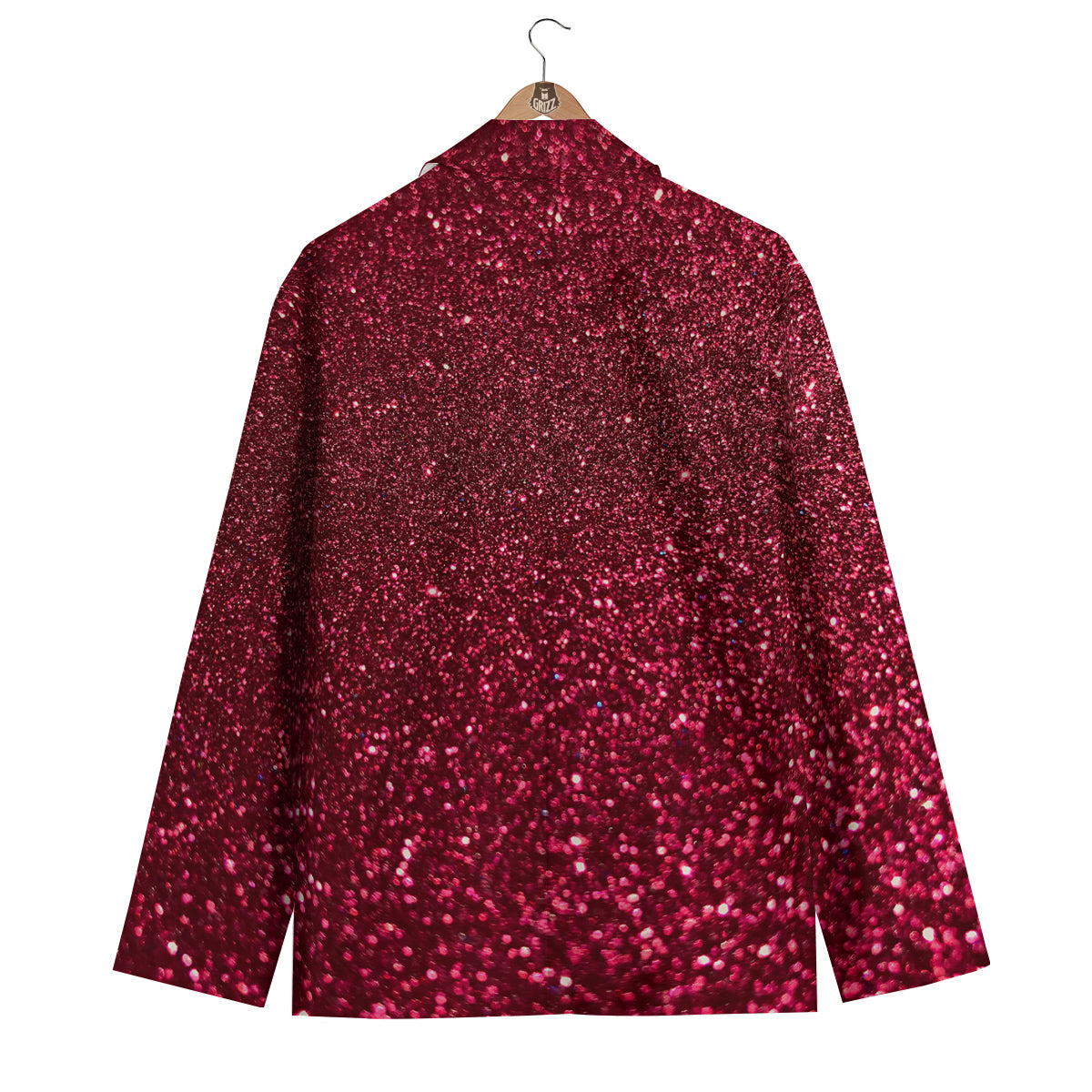 Artwork Burgundy Glitter Print Men's Blazer-grizzshop