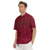 Artwork Burgundy Glitter Print Men's Short Sleeve Shirts-grizzshop