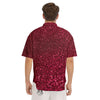 Artwork Burgundy Glitter Print Men's Short Sleeve Shirts-grizzshop