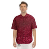 Artwork Burgundy Glitter Print Men's Short Sleeve Shirts-grizzshop