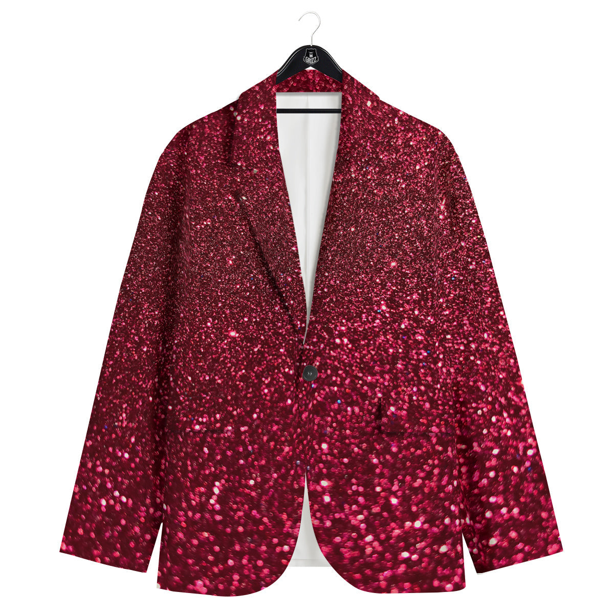 Artwork Burgundy Glitter Print Men's Sport Coat-grizzshop