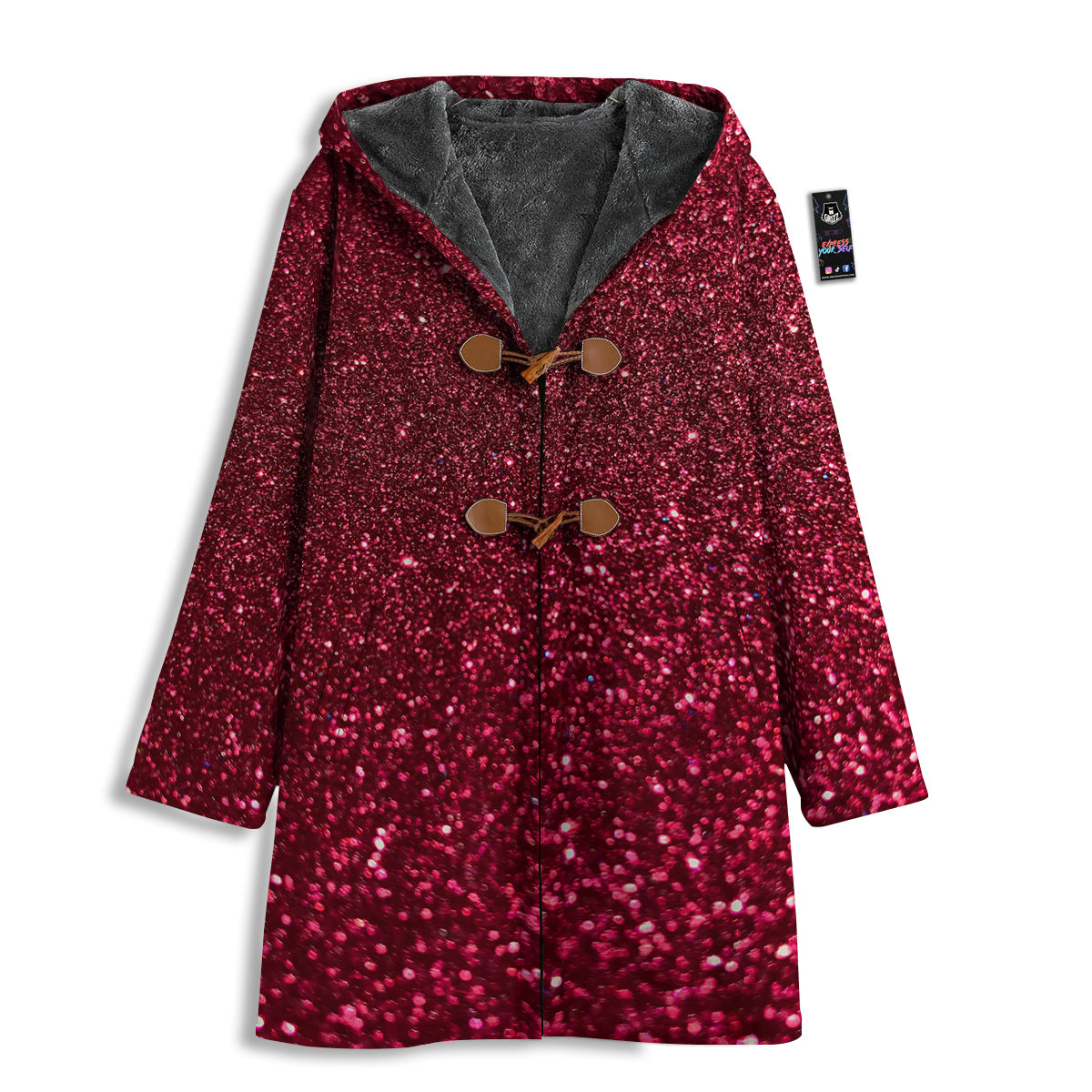 Artwork Burgundy Glitter Print Men's Windbreaker Jacket-grizzshop
