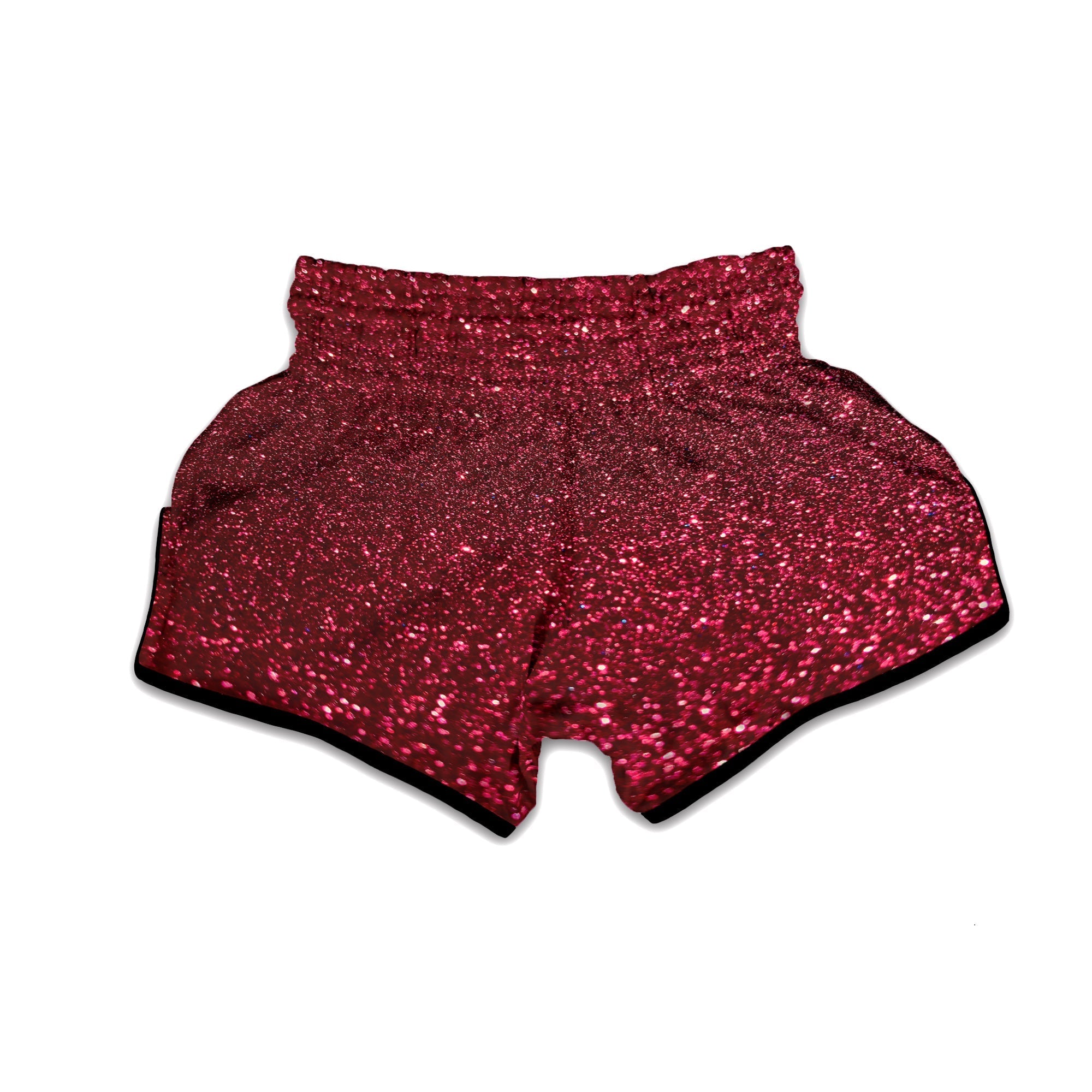 Artwork Burgundy Glitter Print Muay Thai Boxing Shorts-grizzshop