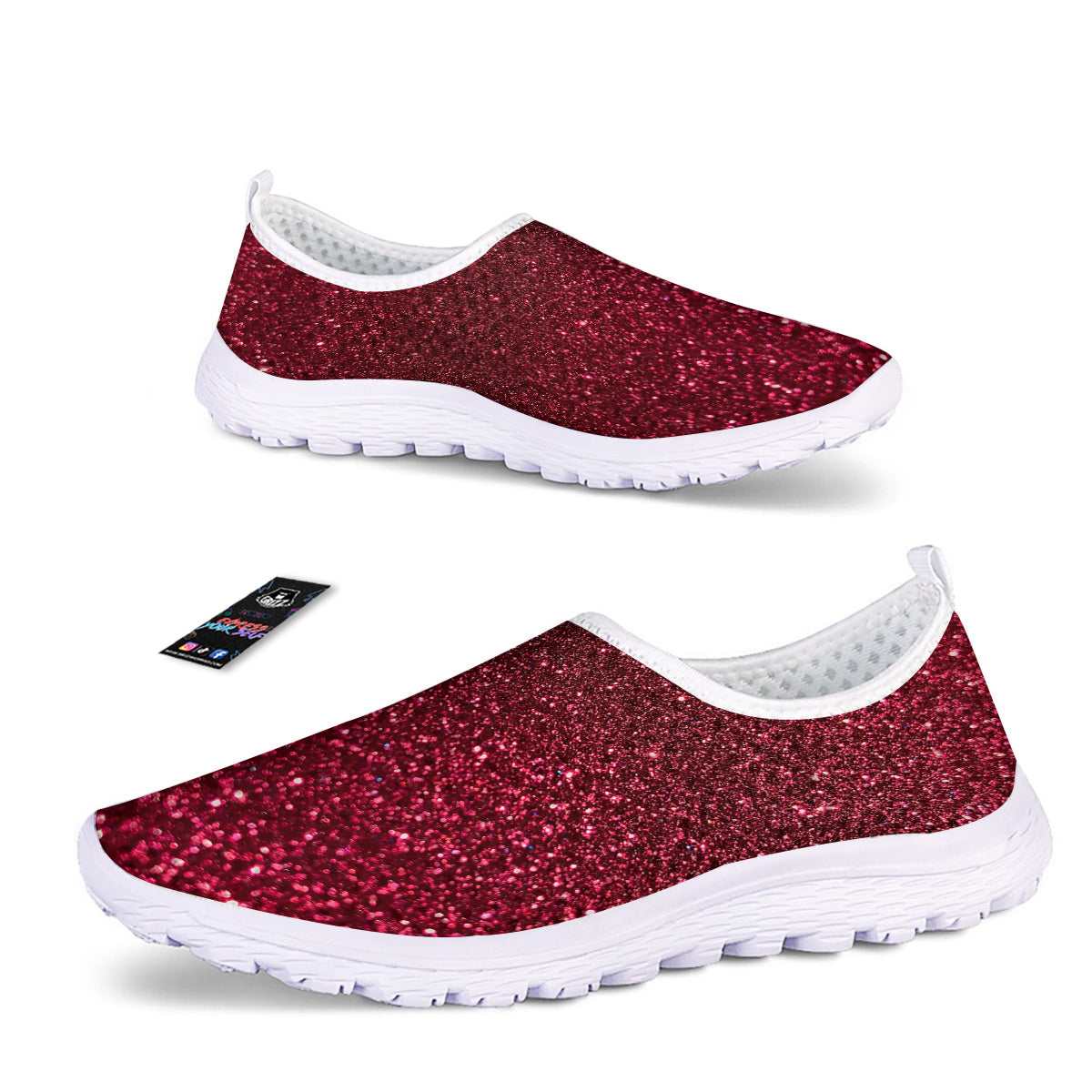 Artwork Burgundy Glitter Print Nurse Shoes-grizzshop