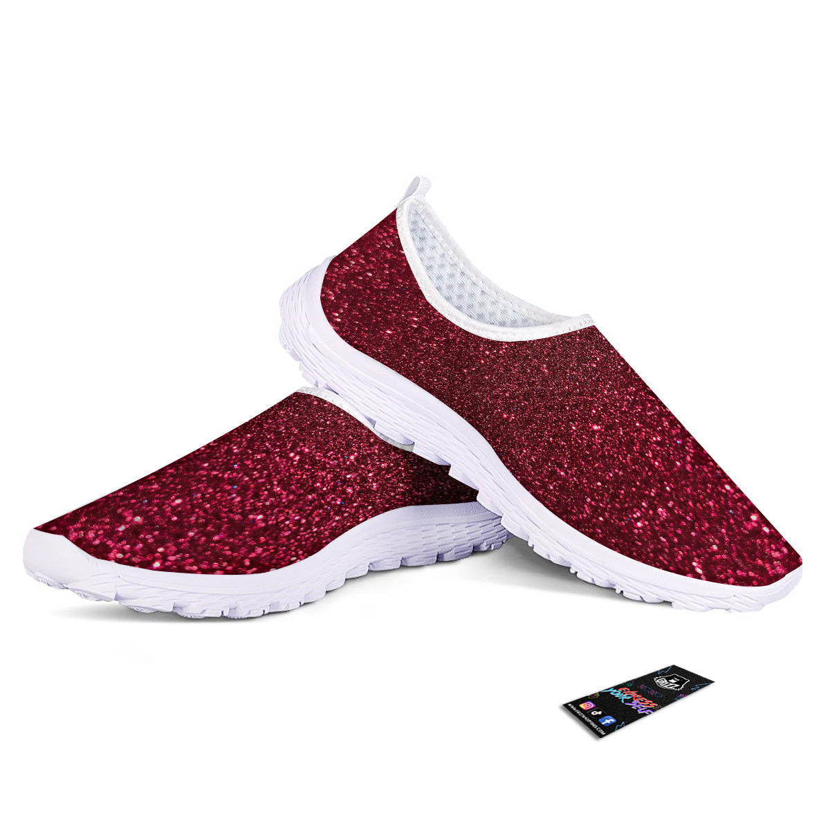 Artwork Burgundy Glitter Print Nurse Shoes-grizzshop