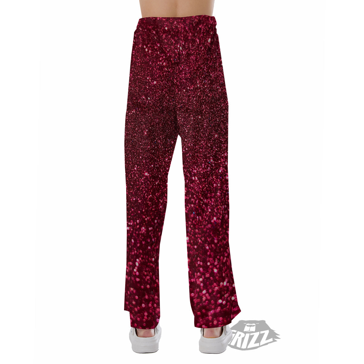 Artwork Burgundy Glitter Print Pajama Pants-grizzshop