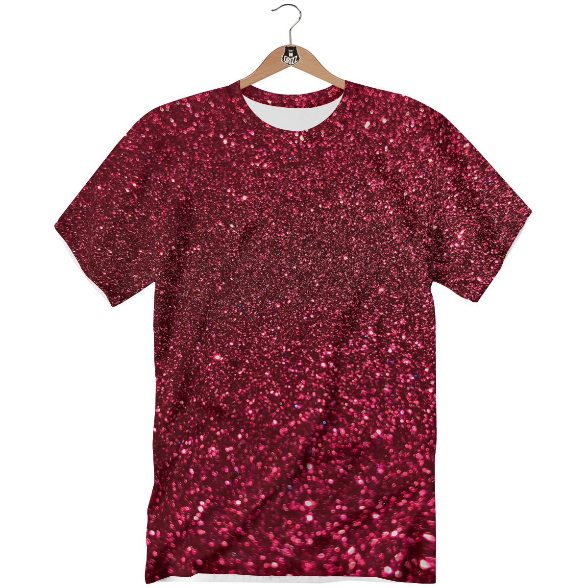 Artwork Burgundy Glitter Print T-Shirt-grizzshop