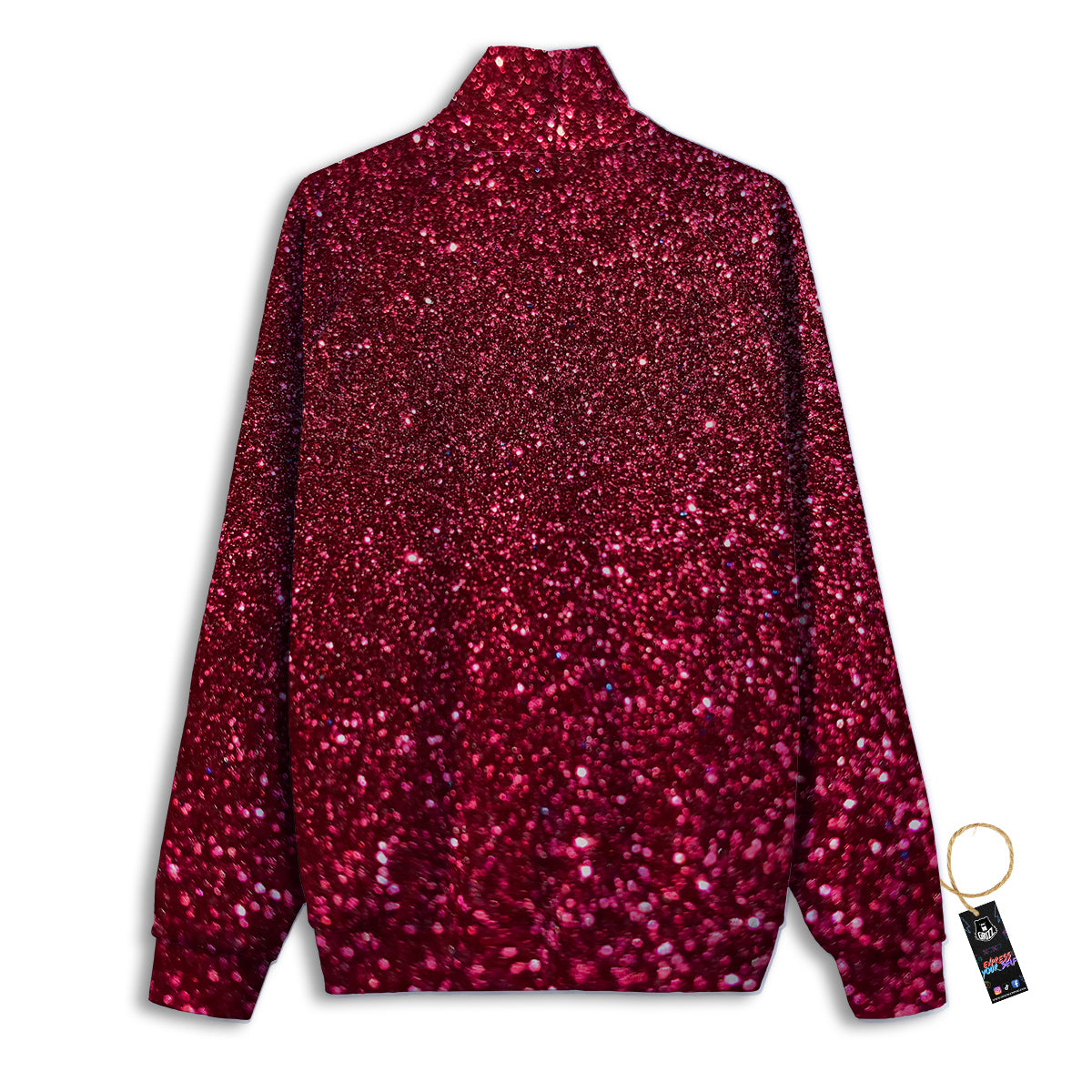 Artwork Burgundy Glitter Print Track Jacket-grizzshop