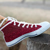 Artwork Burgundy Glitter Print White High Top Shoes-grizzshop